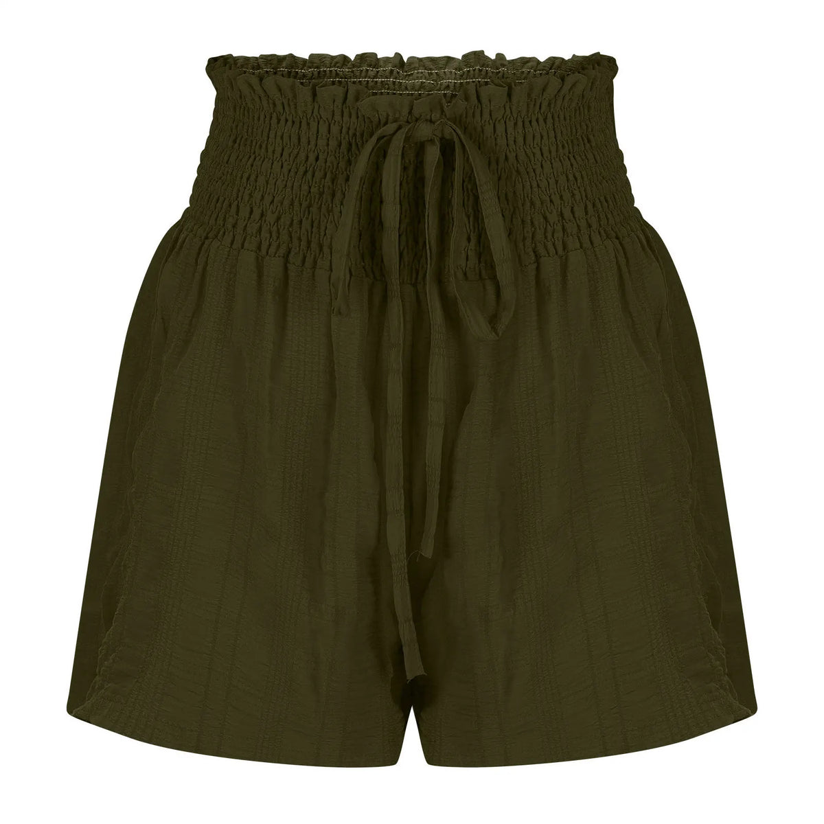 Women Casual High Waist Shorts Skirt Smocked Elastic Drawstring A-Line Flowy Short Skirt Pants Summer Solid Color Beach Skorts