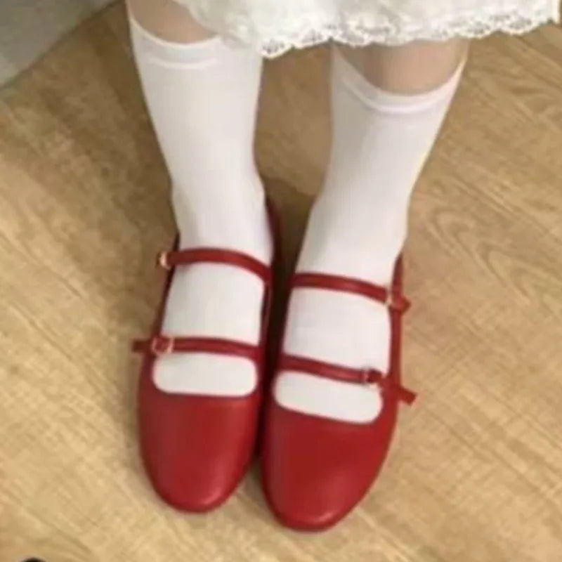 Ladies Flat Shoes Are Fashionable Casual Simple Shallow Soft and Lovely Mary Jane Ballerina Shoes.