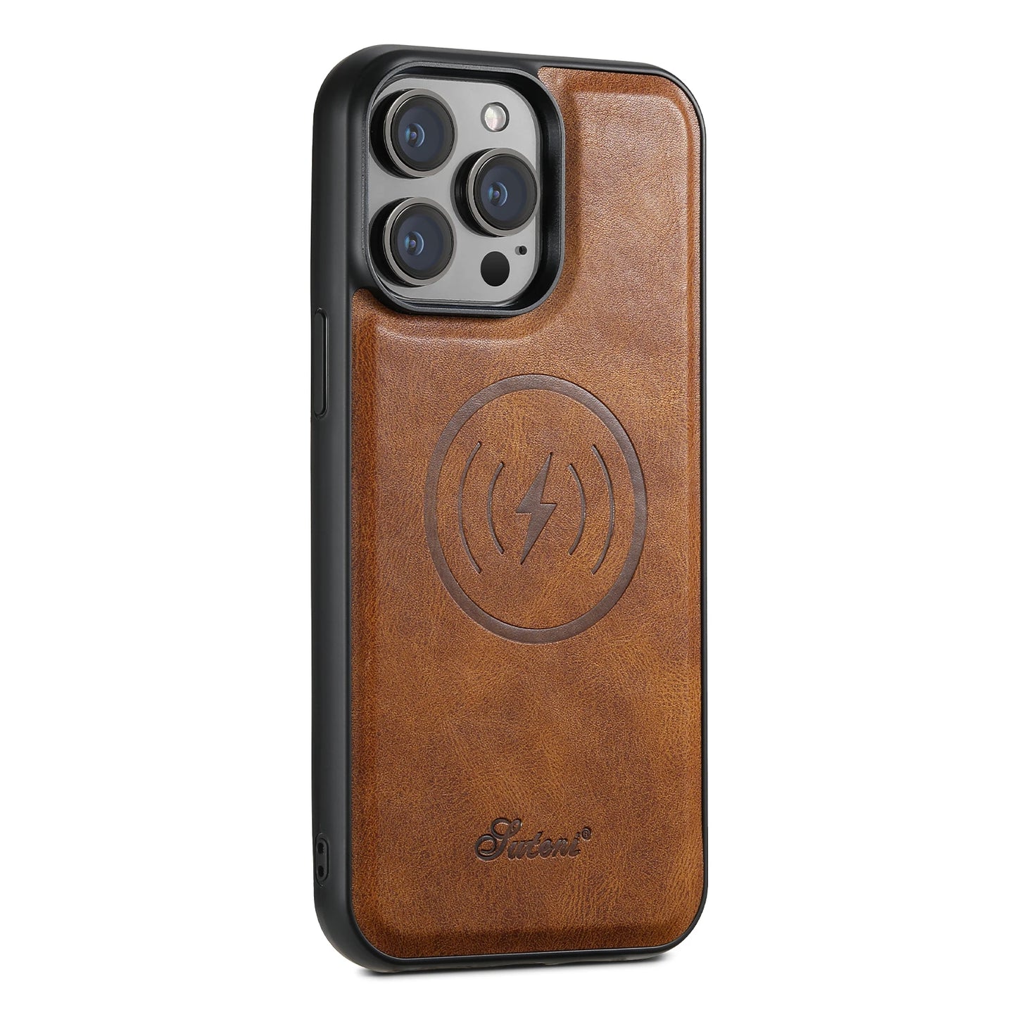 SUTENI Compatible Wireless Charging Luxury PU Leather case For iPhone 12 13 14 15 Plus 16 Pro Max