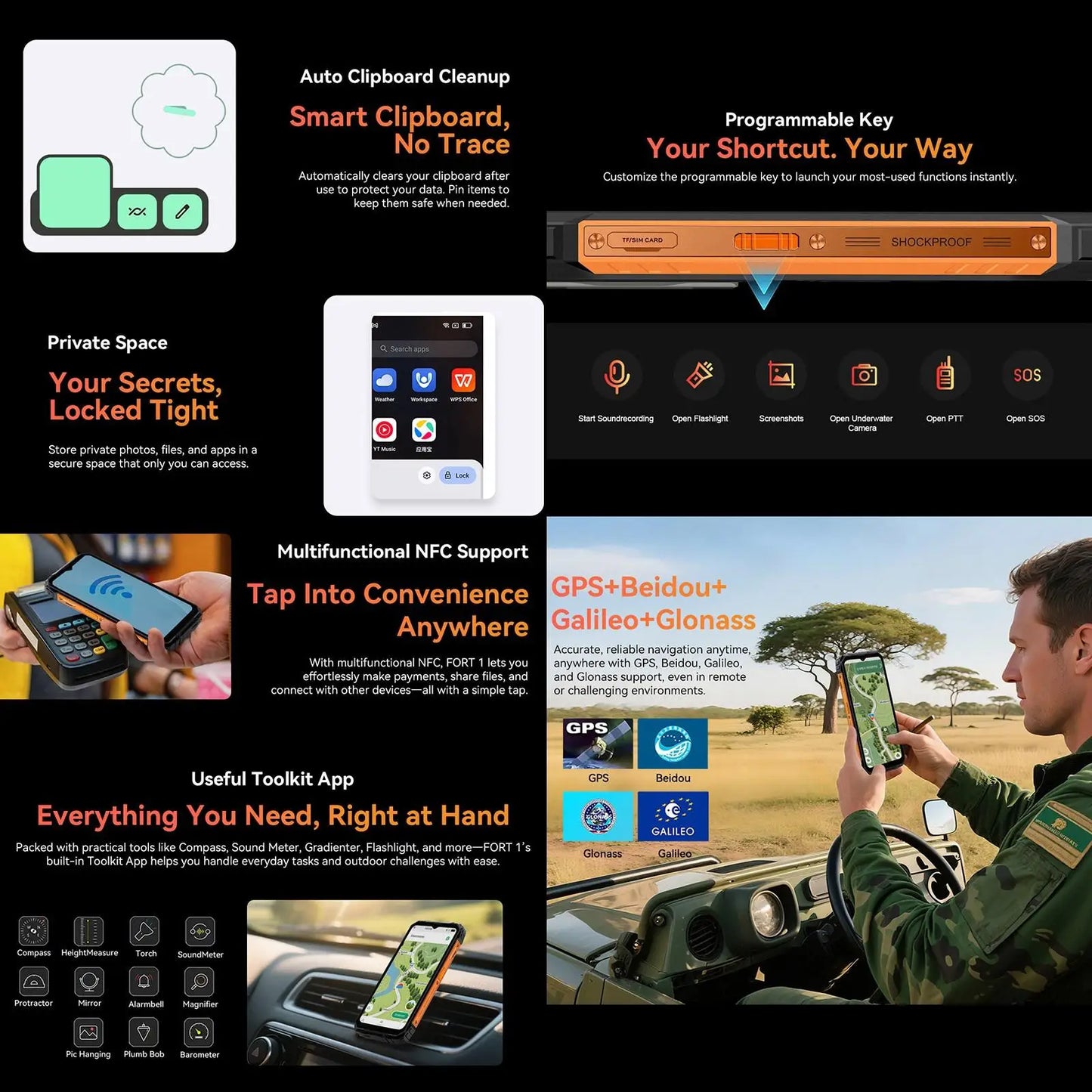 Blackview FORT 1 Smartphone 6.56'' Display 10000mAh Battery 4GB+128GB / 6GB+256GB 16MP Camera 4G Android 15 NFC  Cell Phone