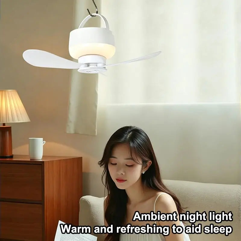 USB Rechargeable Ceiling Fan With Light Remote Control Portable Small Fan Lamp Ceiling Fans For Bedroom Dorm Camping Tent