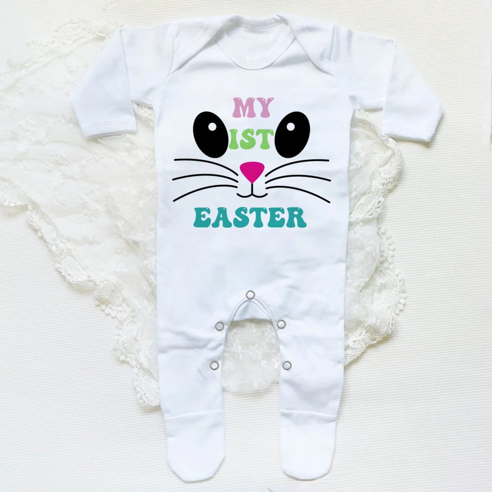 My First Easter Print  Baby Sleepsuit Newbron Babygrow Sleepsuit Baby Girl/ Boy Clothing Infant Easter Day Present  Bodysuits