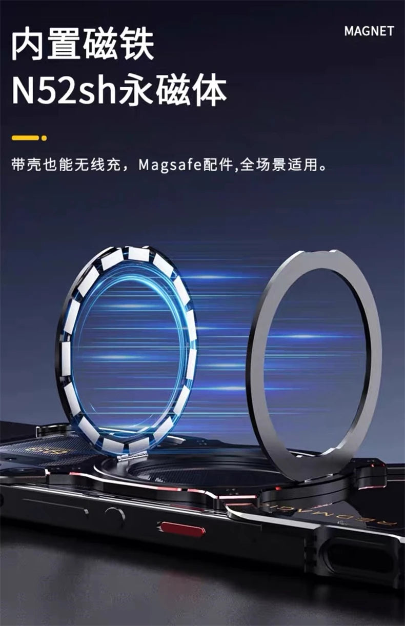 Magnetic Case For Nubia Redmagic 10 Pro Plus 9S 10s Red Magic 9 Pro+ 5G Aluminium Alloy Metal Borderless Bracket Cooling Cover