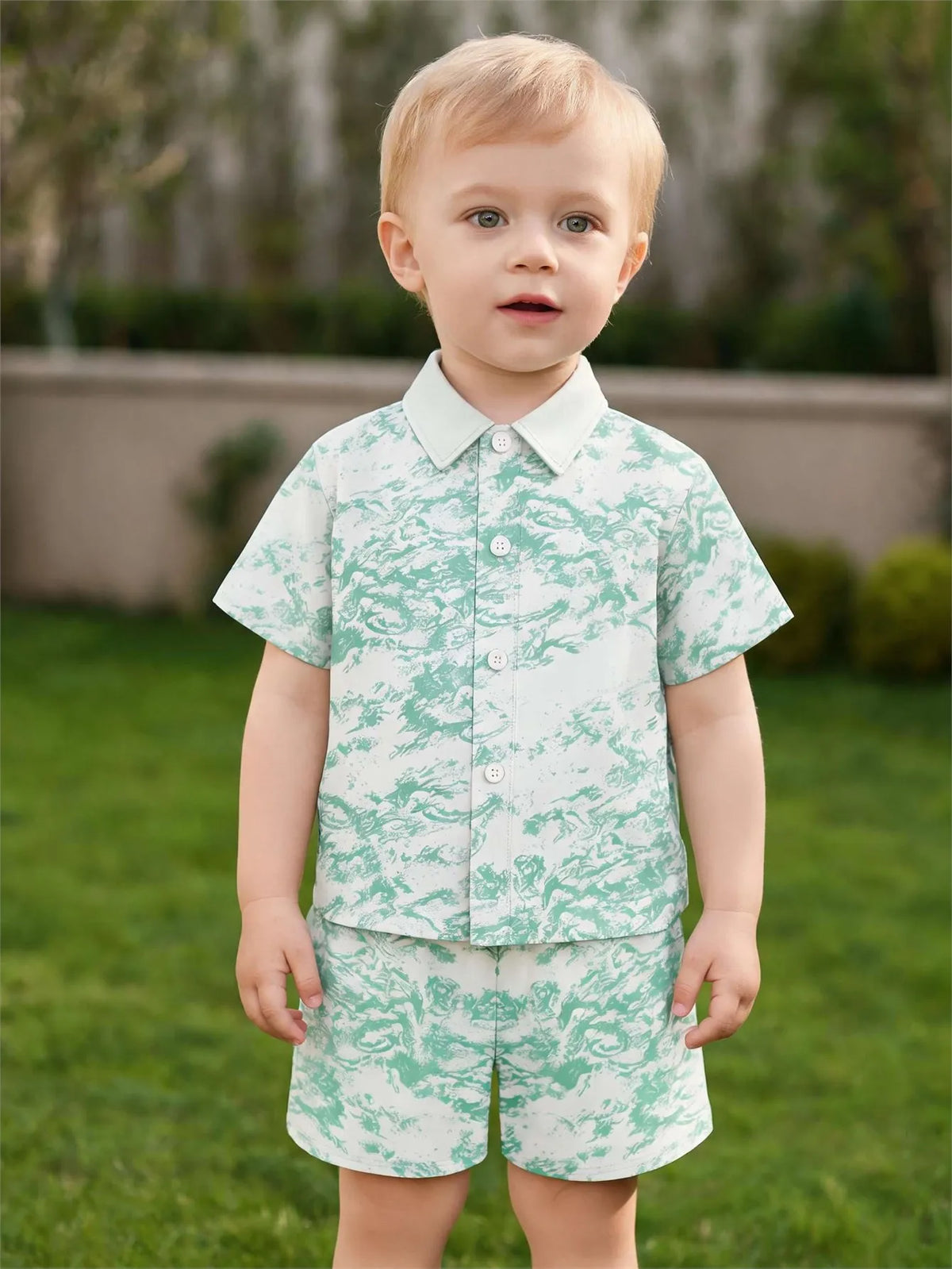 Baby boy shirt short sleeved shorts set summer style breathable, sweat absorbing, quick drying fabric comfortable and versatile