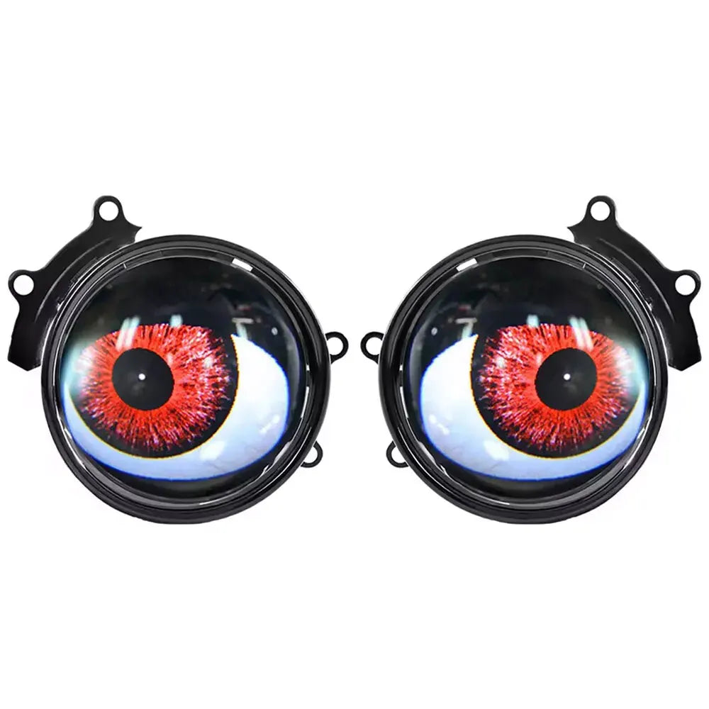 1Pair Car Dynamic Devil Eyes Lens Lights 12-36V Demon 3inch Red Eye ABS Waterpoof Headlight Assembly Auto Retrofit Accessories