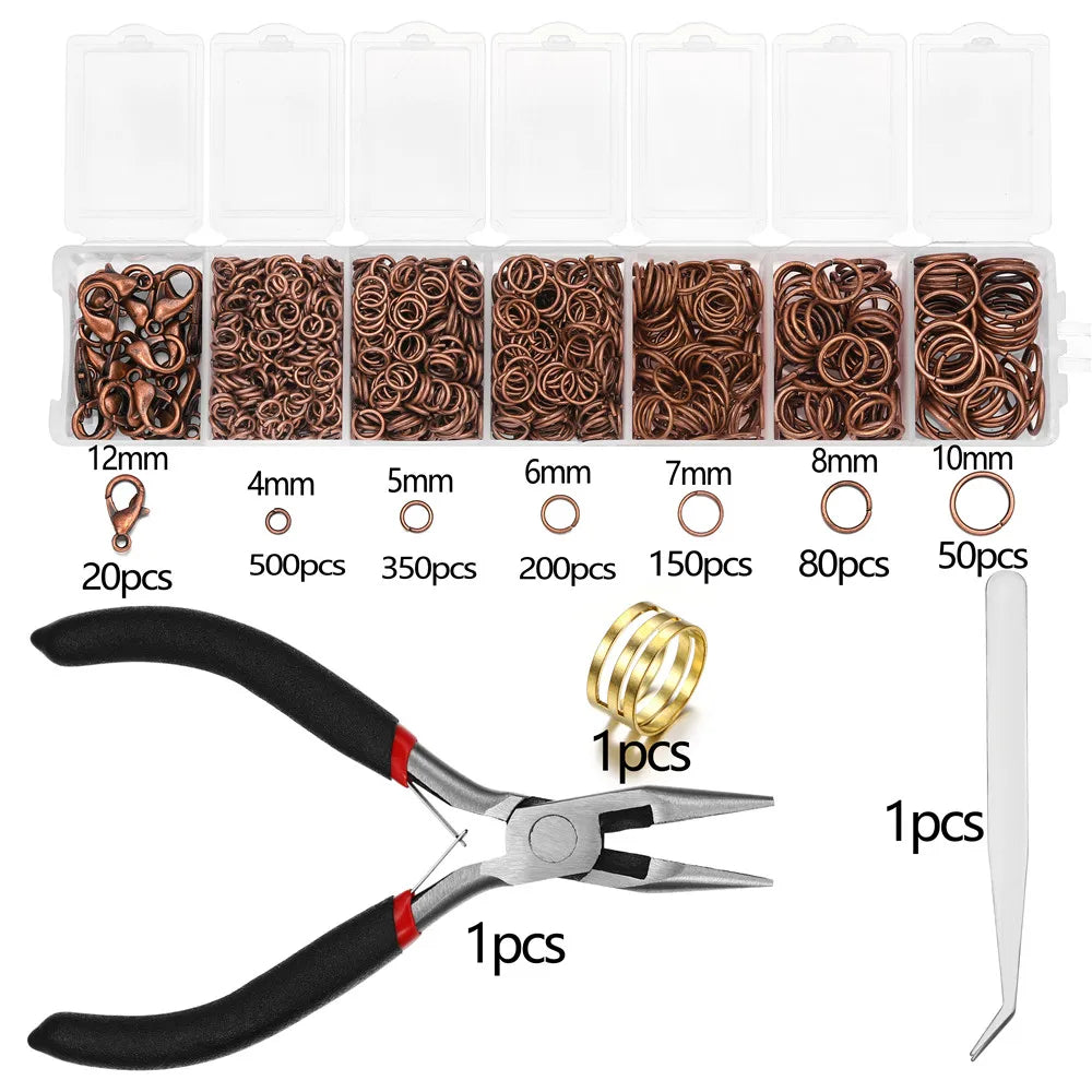 1353Pcs Open Jump Rings and Lobster Clasps Jewelry Findings Kit with Pliers for Jewelry Making Accessories Supplies