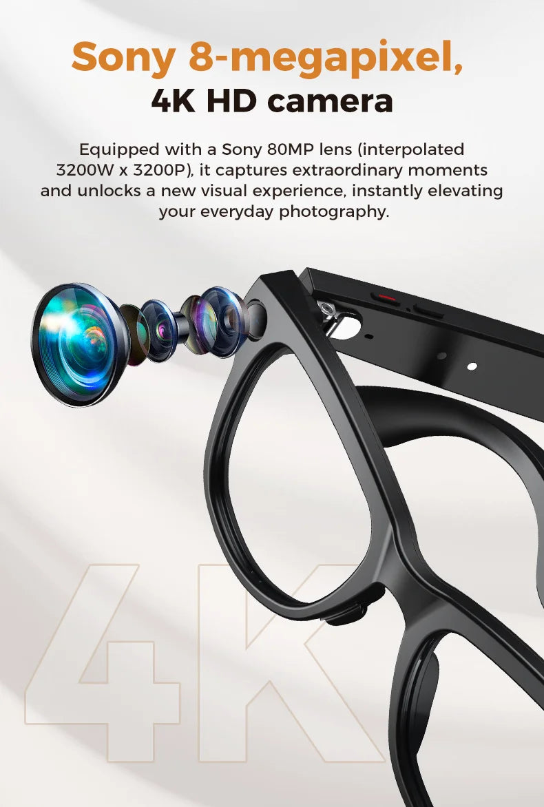 New intelligent AI glasses charging case dual core architecture high-definition photography glasses