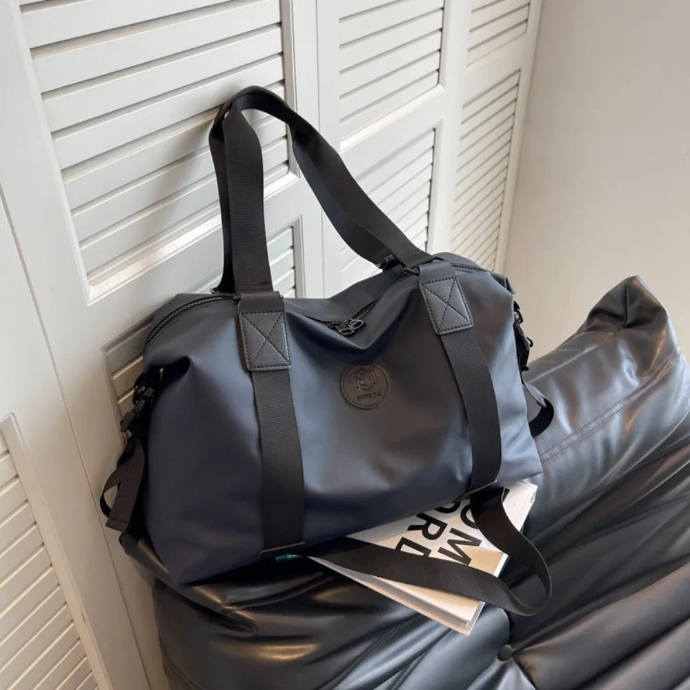 Large-Capacity Womens Travel Tote Bags Solid Color with Zipper Gym Fitness HandBag Overnight Bag Duffel Bag Sports Shoulder Pack