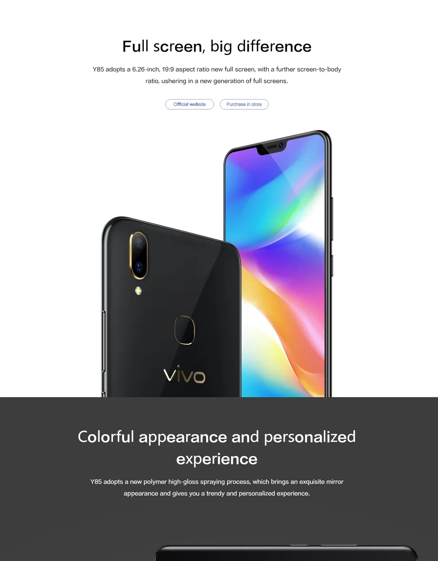 VIVO Y85 Smartphone Global firmware Android 4G Unlocked  6.26  inch Camera 13MP All Colors in Good Condition Used Phone