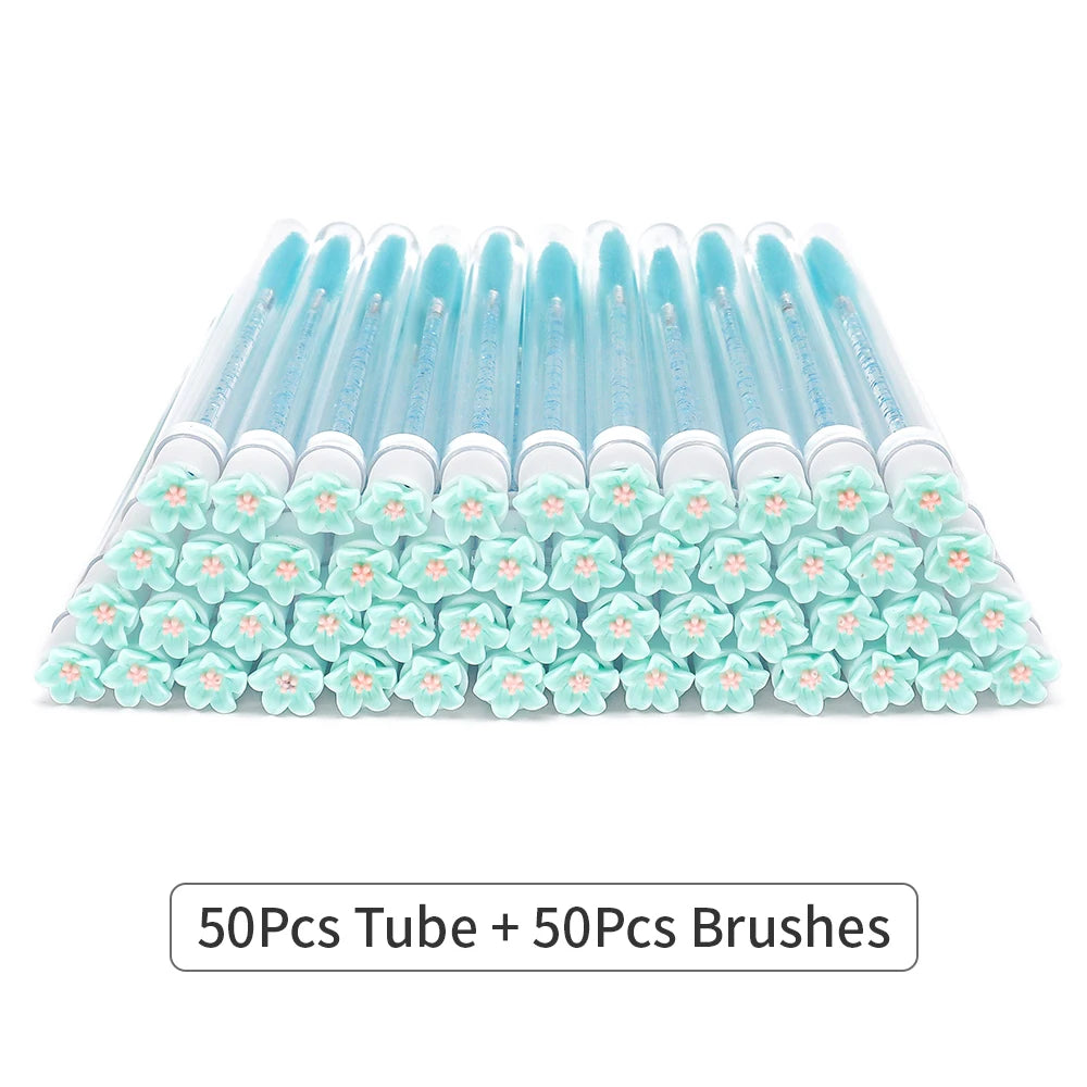 10/50Pcs Eyelash Brush Tubes With Crystal Lash Mascara Wands Eyebrow Comb Spoolies Container Lash Brush Applicators Makeup Tools