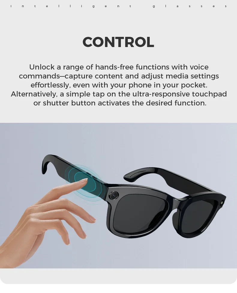 AI Smart Glasses Built-in HD Camera Glasses Bluetooth Wireless Audio Intelligent Glasses Anti-glare Anti-blue connected glasses