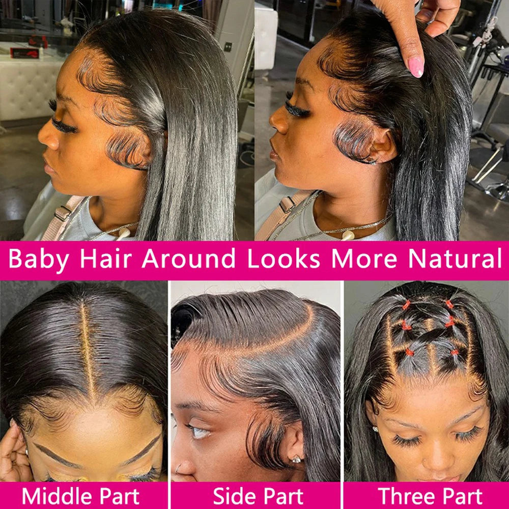 360 HD Transparent Lace Frontal Wigs Pre Plucked Brazilian Bone Straight 13x4 13x6 Lace Front Human Hair Wigs For Black Women