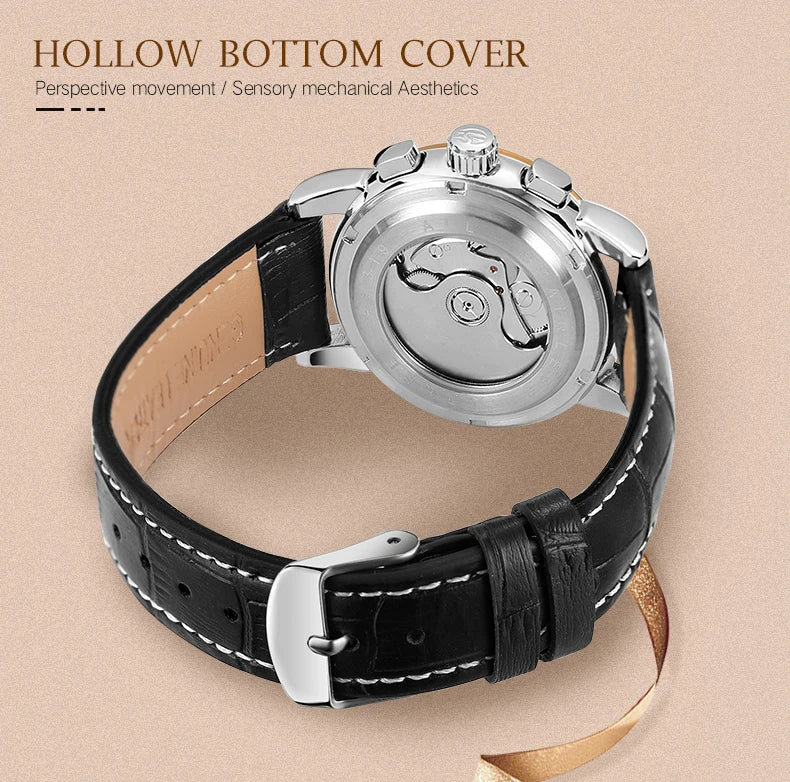 Forsining Fashion Ladies Stainless Steel Case Moon Phase Mechanical Watch Women's Multifunctional Diamond Dial Automatic Clock