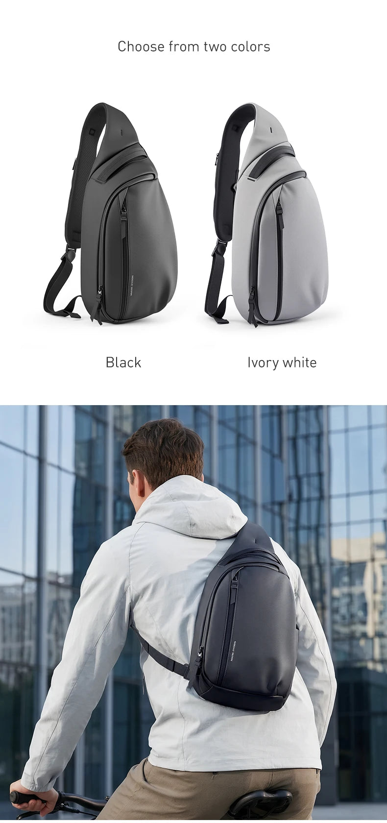 MARK RYDEN Sling Chest Bag Fits 11 Inch Tablet Water Resistant Oxford Crossbody Bag