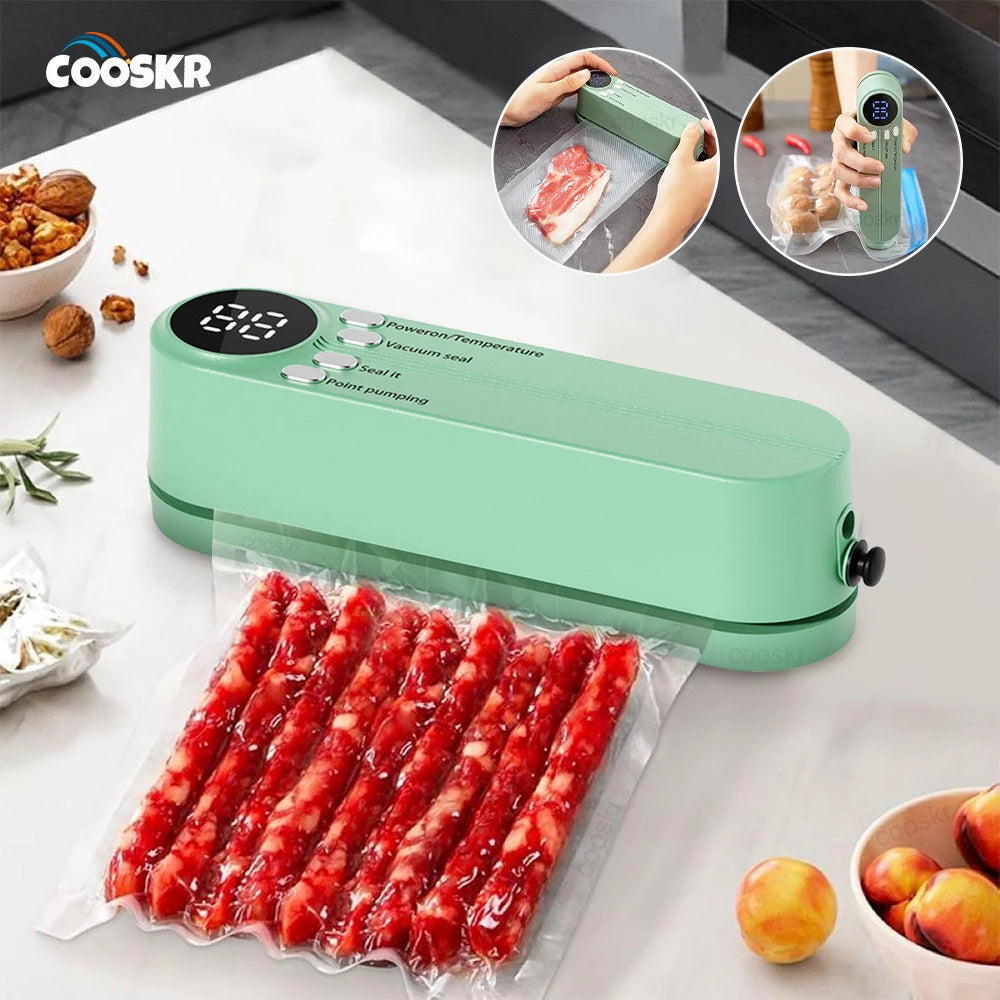 Vacuum Sealer Plastic Bags Packaging Machine USB Rechargeable Portable Mini Food Bag Sealing External Suction Heat Vacuum Sealer