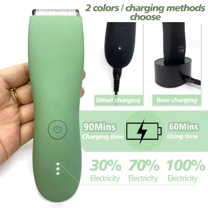 Balls Trimmer Men, Pubic & Body Hair Trimmer Groin Men, IPX7 Waterproof Electric Body Groomer with Replaceable Ceramic Blade