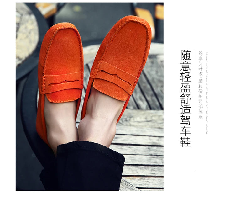 Men's Casual Fashion Genuine Leather Loafers Moccasins Slip-On Driving Shoes 38-50 Size Range Male Flats Comfort Footwear