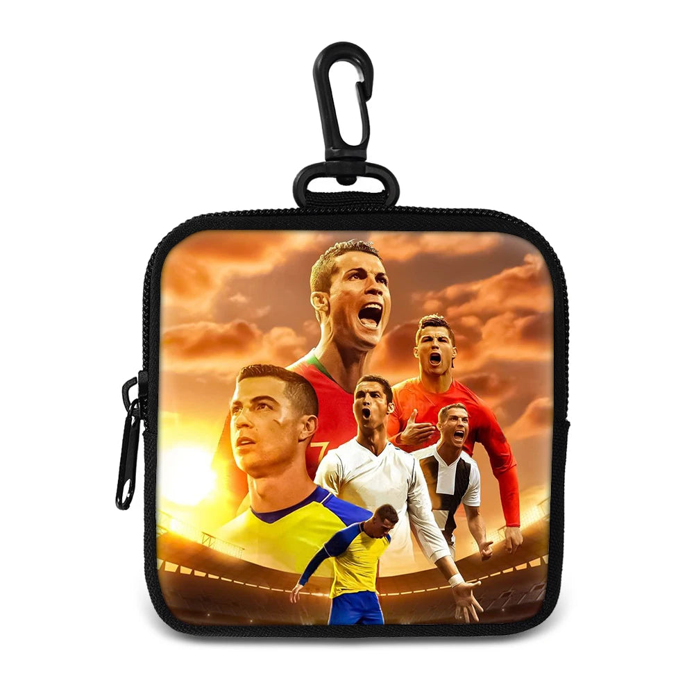 Ronaldo Money Coin Purse with Key Ring Pocket Purse mini headphone bag Football Star storage bag Credit Card Holoder Man Women