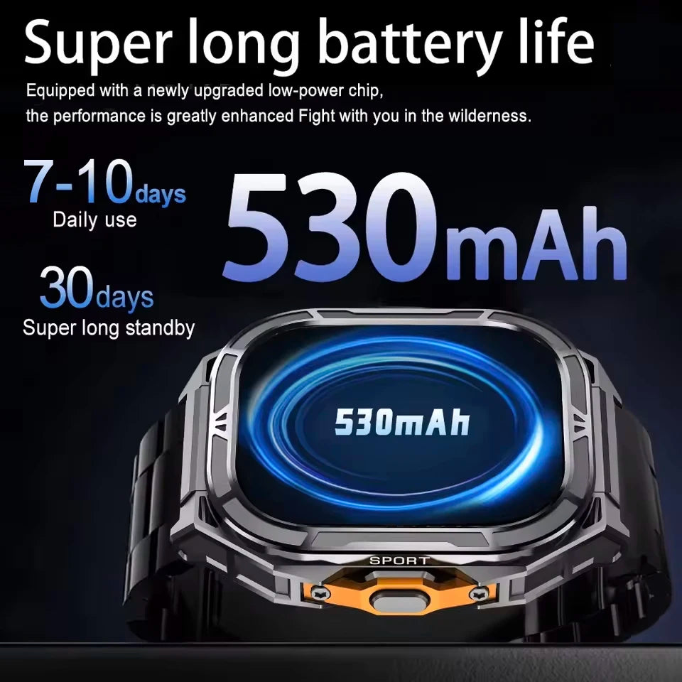 2025 NEW TANK X5 Smartwatch 5ATM Waterproof GPS Dual-Frequency tracking 1.96" AMOLED 530mAh Compass 170+ Sports Fitness Tracker