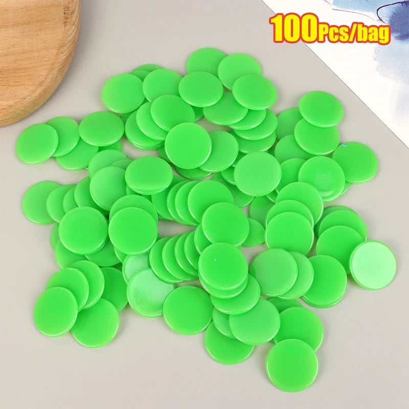 100Pcs 25MM Learning Education Math Toy Plastic Poker Chips Bingo Chip Markers Token Family Club Party Counting Toy