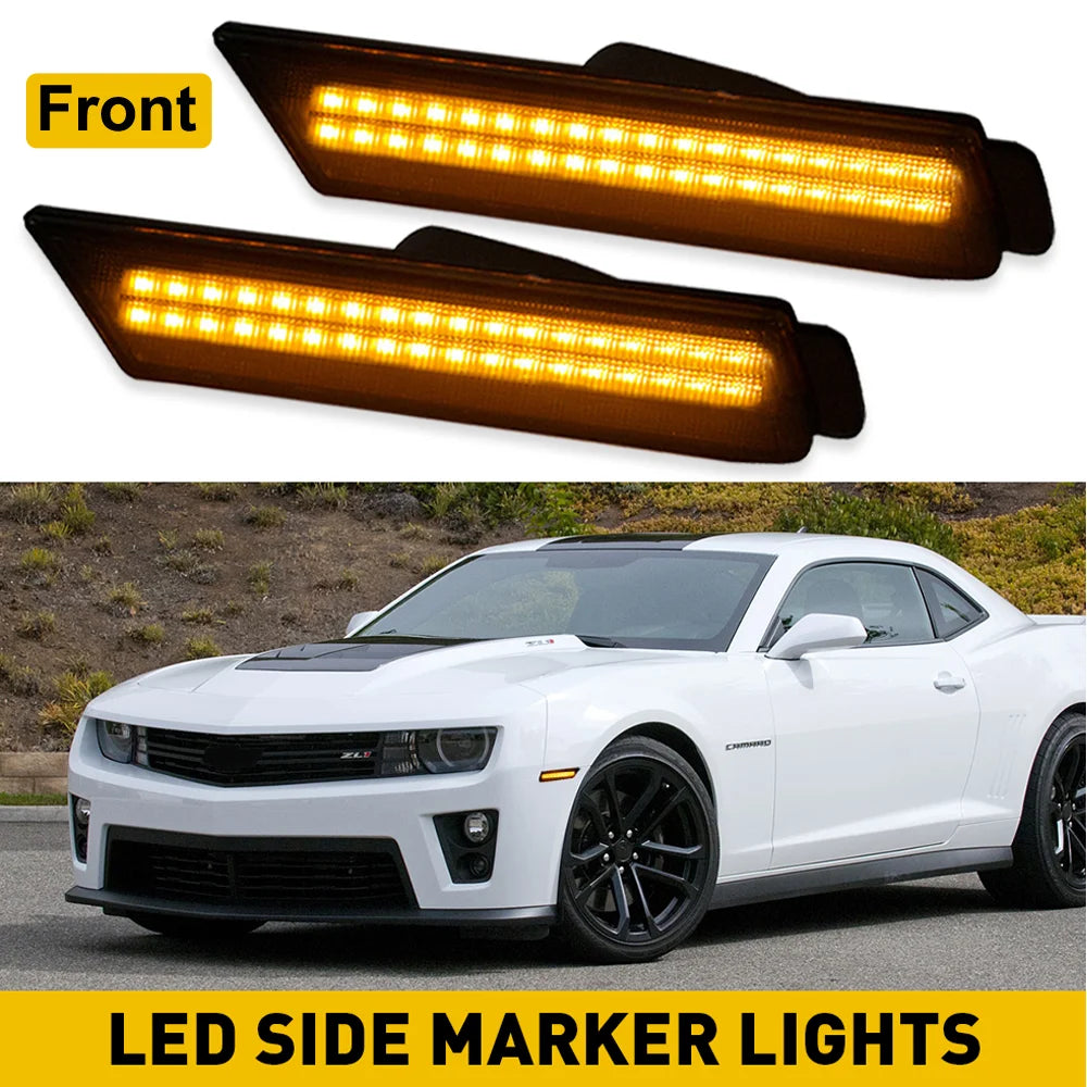 2/4Pcs LED Bumper Side Smoked Marker Light for Chevy Camaro 2010 2011 2012 2013 2014 2015 Yellow Red Front Rear LED Fender Lamps