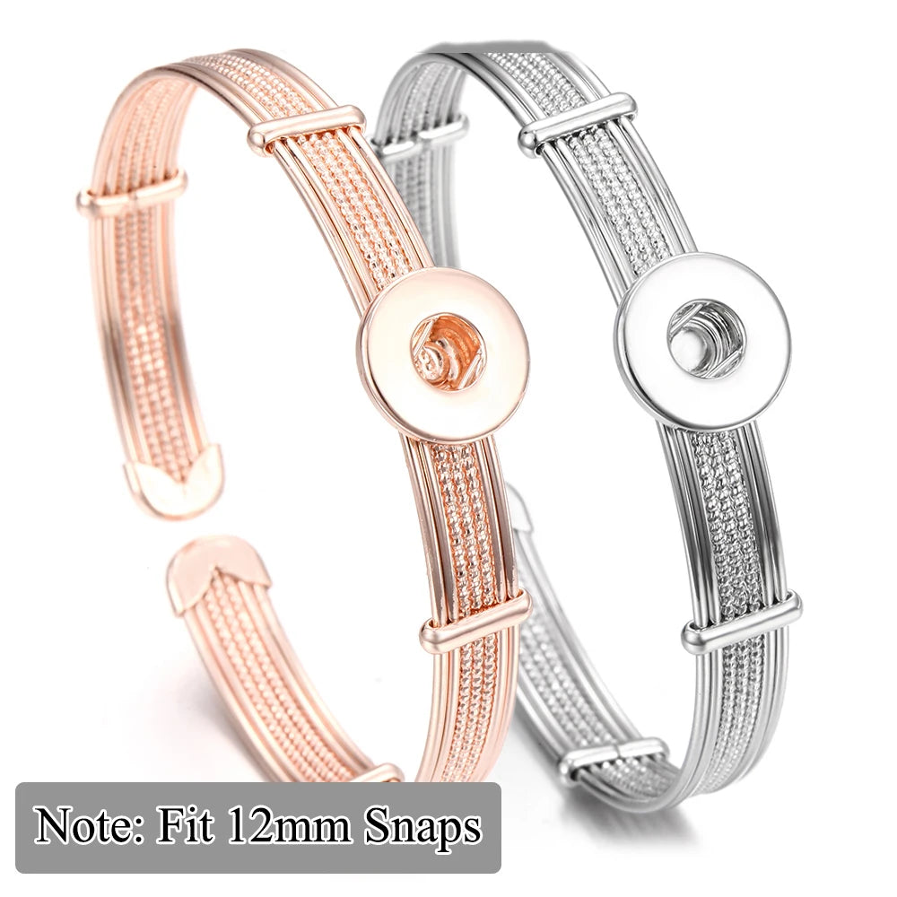 10pcs/lot Wholesale Metal 18mm Snap Button Bracelet Bangles Silver Gold Color Snap Bracelet Fit 20mm 18MM Snap Buttons Jewelry