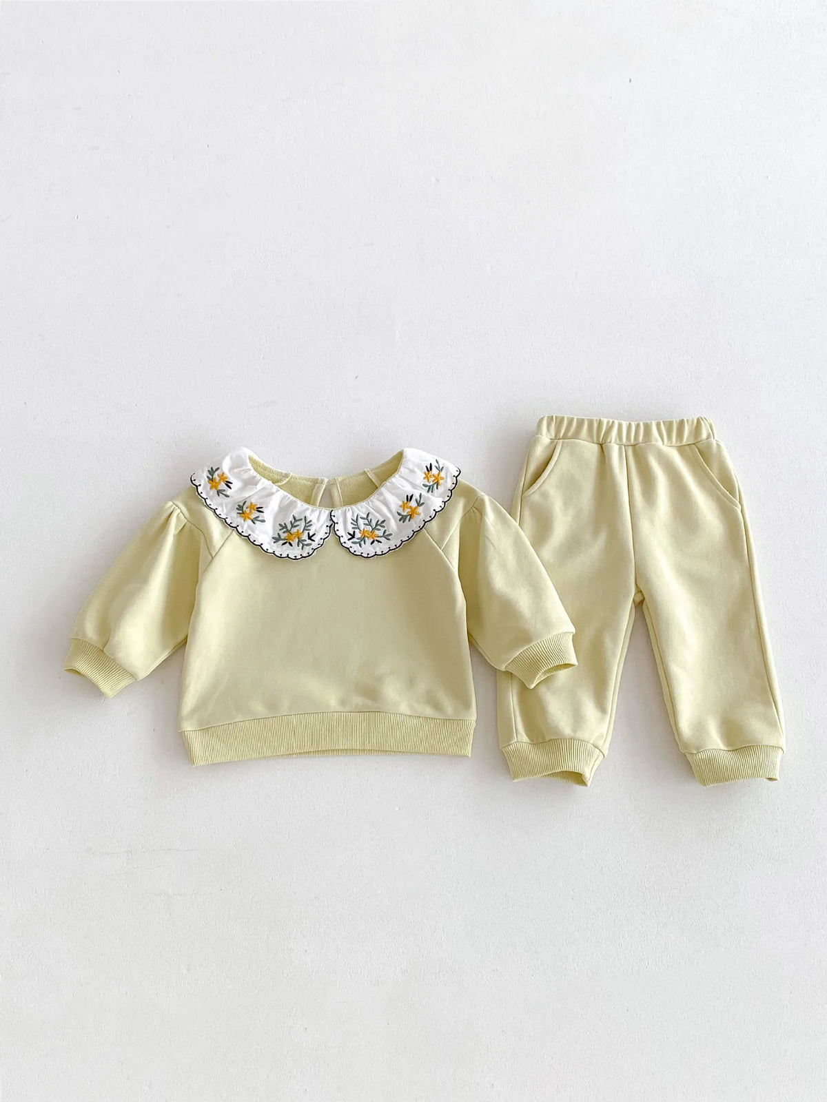 2025 Infant Toddler Fall Clothes Set: Girls' Stylish Two-Piece Pullover Sweatshirt and Pants Set for Baby Girls Outing