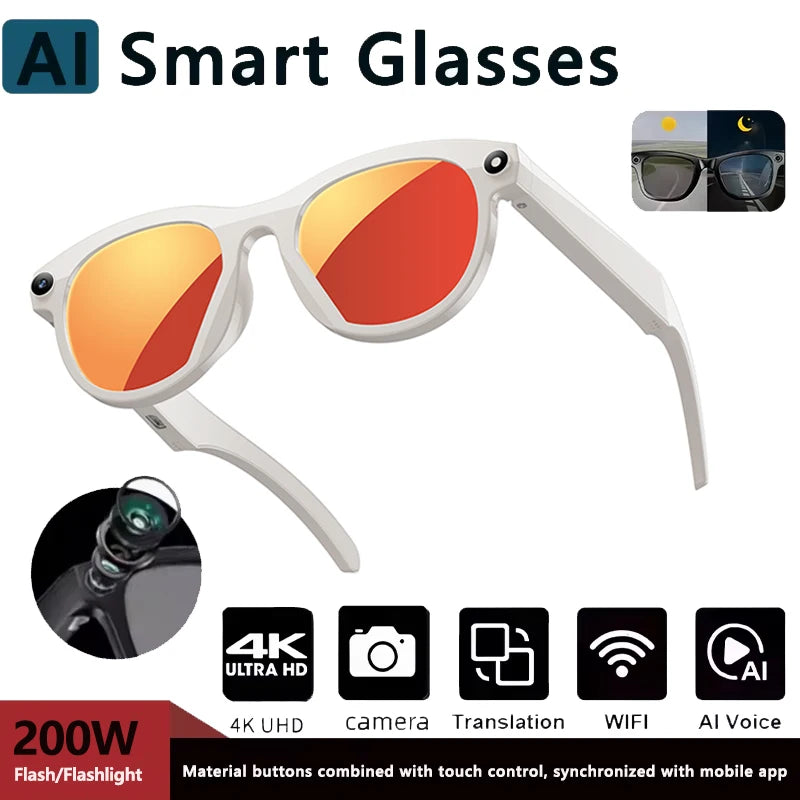 New Intelligent Ai Camera Glasses 200W Pixel HD Shooting Translation Bluetooth Call Intelligent Recognition Sunglasses Men Women