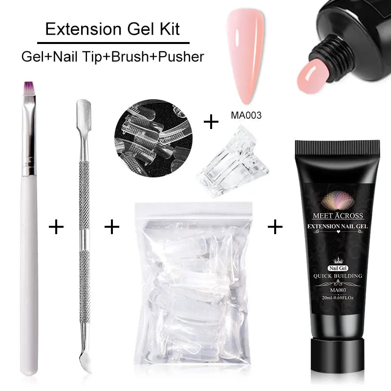 MEET ACROSS 5PCS/SET Extension Gel For Nails Finger Extension Gel Manicure Slip Solution Acrylic Nail Art Varnish DIY Tool