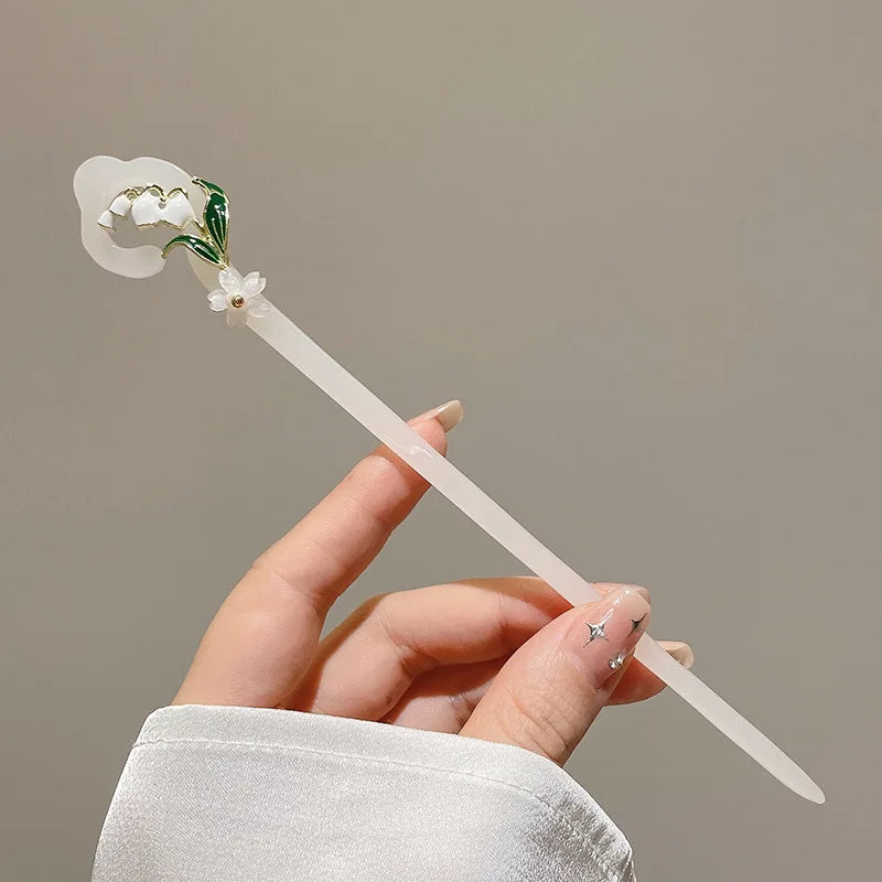 1pc Lily of the Valley Hairpin For Women At the Back of the Head Coiled Hair Hairpin Ancient Style Jade Hairpin Cheongsam Hanfu