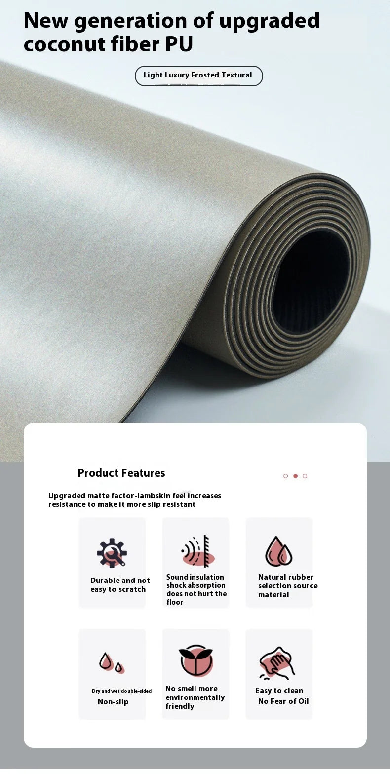 ‌2025 New Women's Home Fitness Yoga Mat - 5mm Natural Rubber with Coconut Fiber Texture, Wide Non-Slip & Durable Mat with Alignm