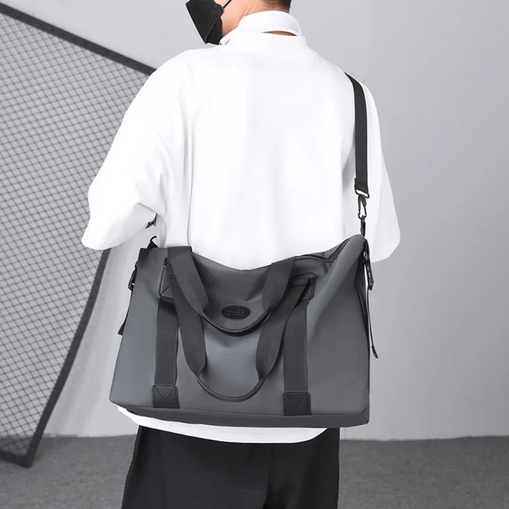 Large-Capacity Womens Travel Tote Bags Solid Color with Zipper Gym Fitness HandBag Overnight Bag Duffel Bag Sports Shoulder Pack