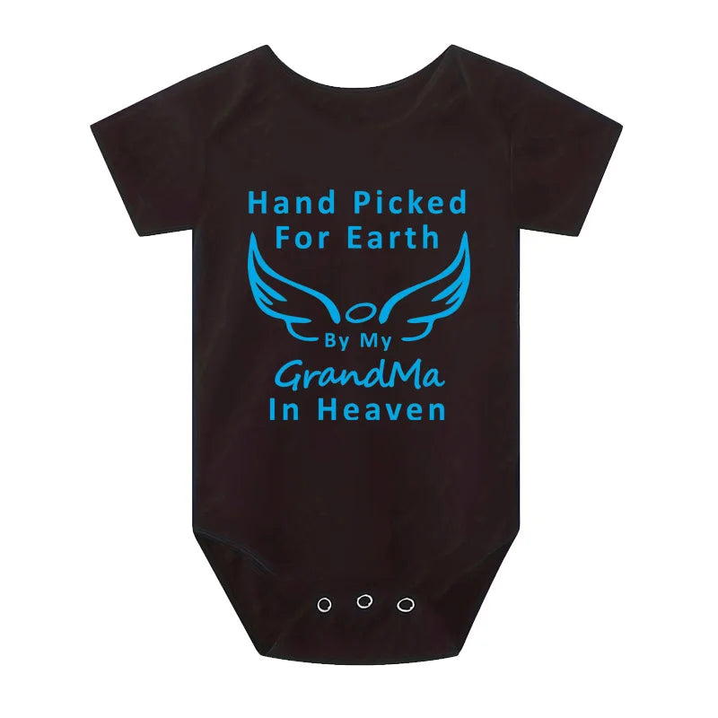 Hand Picked for Earth By My Grandpa/grandma in Heaven Baby Bodysuit Romper Summer Short Sleeve Jumpsuit Onesies