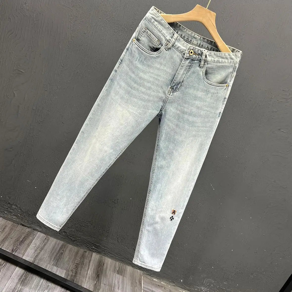 New Stylish Men's Denim Jeans Fashion Skinny Pants Summer 2023 Cowboy Casual Long Embroidery Washed Luxury Clothing for Men