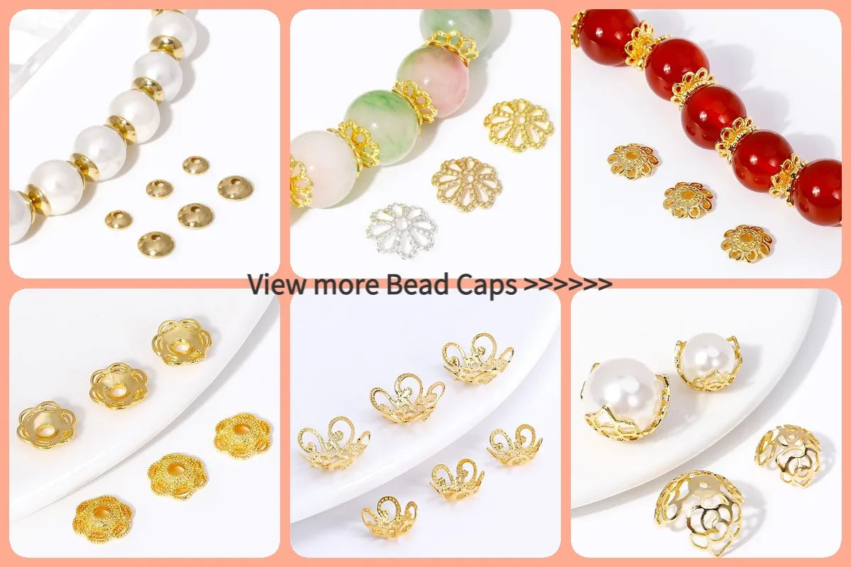 18K Gold Plated Brass Stripe Crimp End Beads Stopper Open Crimp Beads Covers DIY Handmade Crafts Accessories For Jewelry