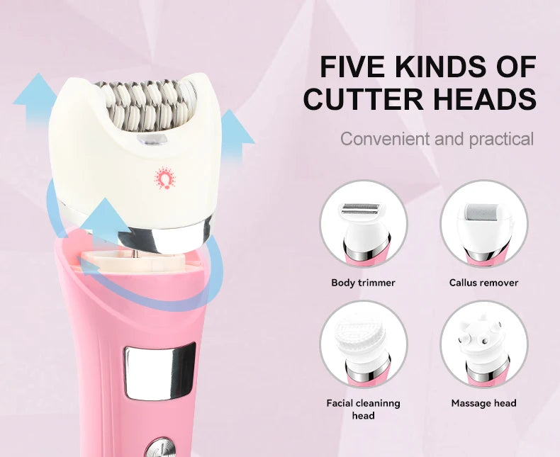 VGR Hair Removal Professional Body Care Trimmer 5in1 IPX6 Waterproof Hair Trimmer LED Two Speeds Electric Razor for Women V-759
