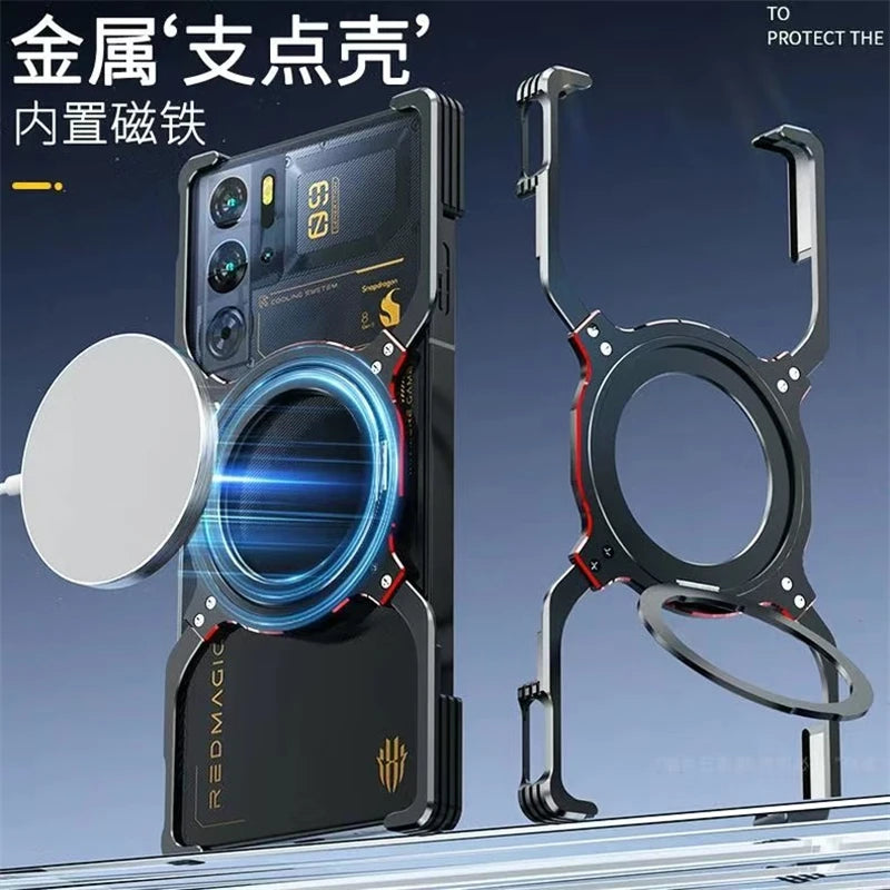 Magnetic Case For Nubia Redmagic 10 Pro Plus 9S 10s Red Magic 9 Pro+ 5G Aluminium Alloy Metal Borderless Bracket Cooling Cover