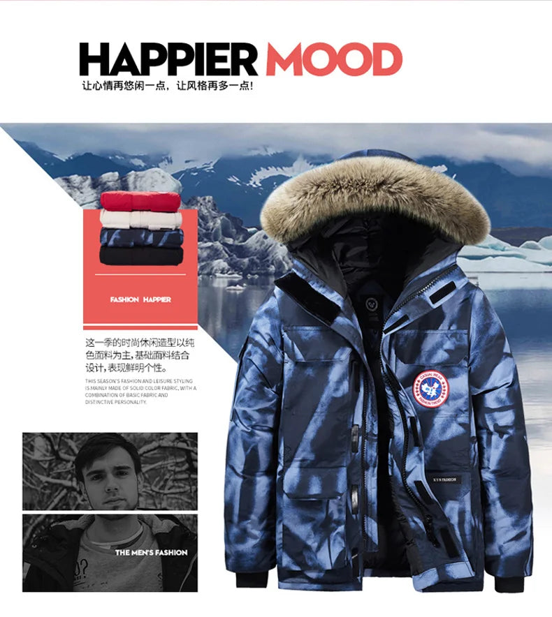 -30 C FIT Plus Thick Velvet Down & Parka coat 6XL 7XL 8XL  winter jacket men waterproof windproof chaquetas hombre