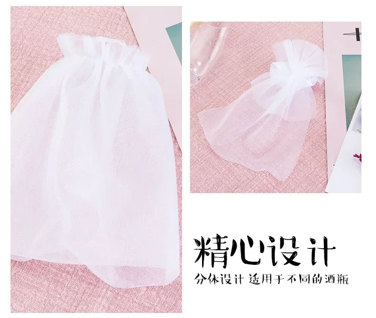 2Pcs Marriage Bride and Groom Wine Cups Wraps Champagne Glass Bottles  Water Cup Cover Wedding Bachelorette Party Decor Cover