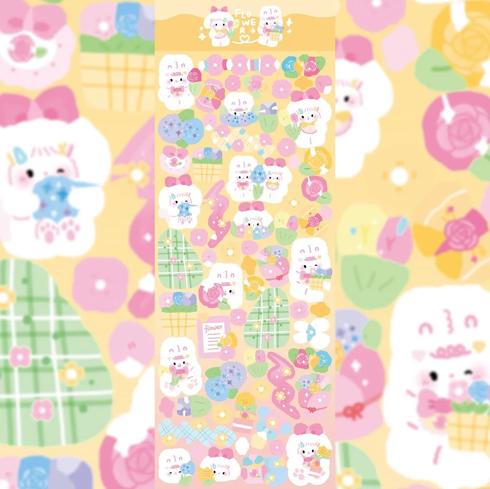 Kawaii Cute Laser Cartoon Animal Party Stickers For Girl Stationery Handbook Diary Planner Scrapbook DIY Decorative Stickers