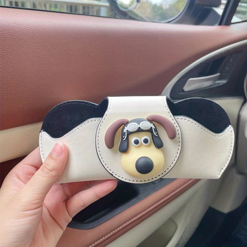 Cartoon Dog Car Sunglasses Holder - Easy Access, Scratch-Free & Stylish Organizer for Women Glasses Case  Car Accessories