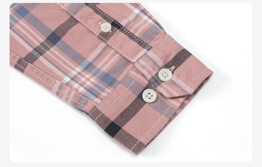 SIMWOOD 2025 Autumn New Oversize 100% Cotton Fabric Plaid Shirts Men Washed Vintage Check Shirts