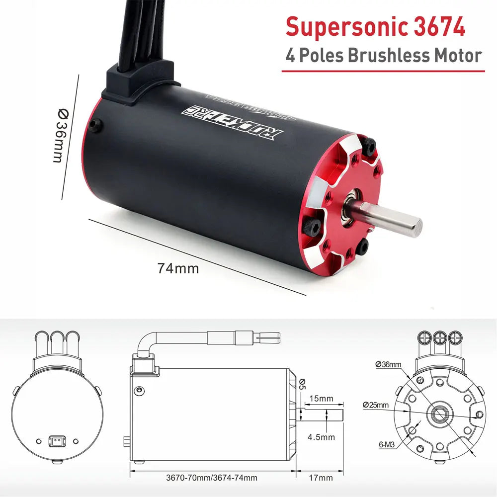 RC motor Rocket V2 supersonic Brushless Motor w/ Temp Sensor 3650 3660 3665 3670 3674 for 1/8 1/10 RC Car