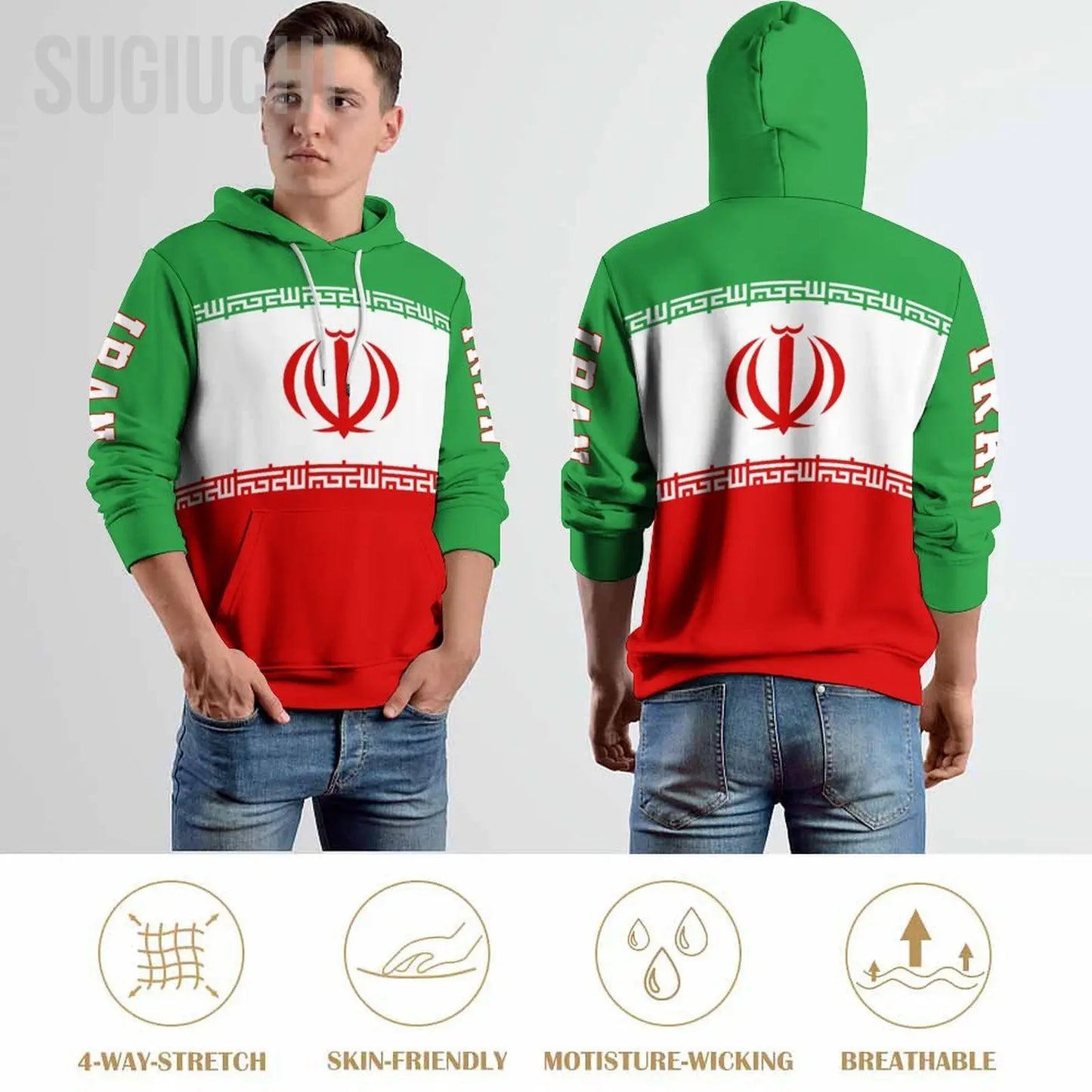 Unisex 3D Hoodie Iran Flag Men Women Polyester Harajuku Sweatshirt Pullover Hoodies Casual Cool