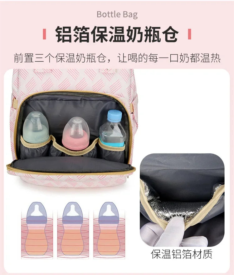 Baby Diaper Bag with Stroller Hooks Portable Baby Crib Diaper Changing Pad Baby Carrier Bag for Activity Mom Backpack 30*20*40cm