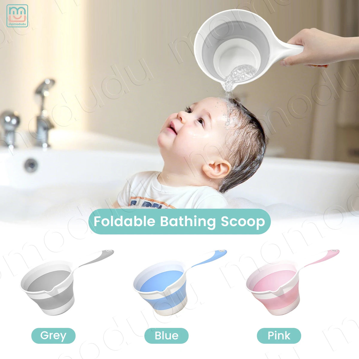 Baby Bath Rinsing Cup, Large Capacity Anti-Slip & Hangable Shampoo Helper for Mess-Free Hair Wash