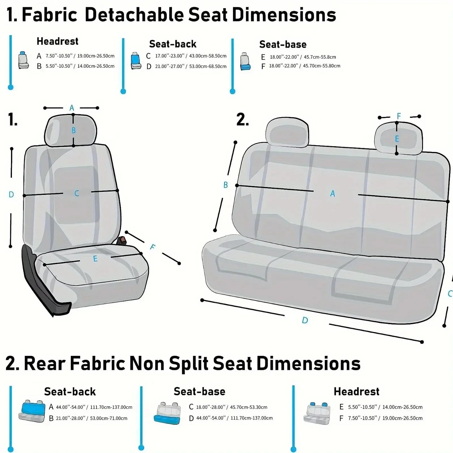 Car Seat Covers Full Set Front Split Rear Bench For Car Universal Cloth SUV Sedan Van Automotive Interior Covers Car Seat Cover
