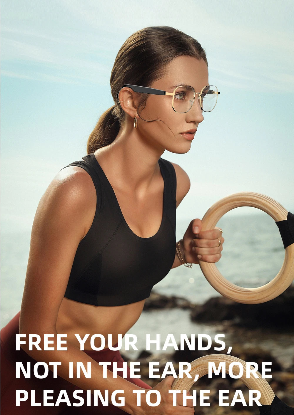 SG-16Pro New Trendy Smart Glasses Anti Blue Light Gold frame Sunglasses Music Stereo For Jogging Workouts SG16 PRO