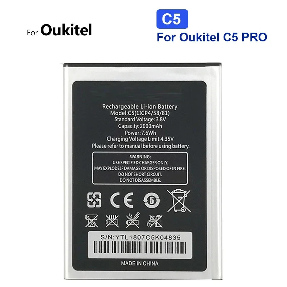 Battery for Oukitel U25 U20 U16 U15 U11 U7(pro Plus MAX) U22 U18 U10 C21 C18 C17 C15 C12 C11 C5 S70 Pro C25 C10 C8 C4 C2 S80 S77