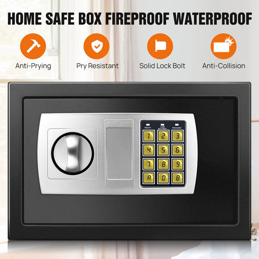Fireproof Waterproof Home Safe 4.6L/8.5L/16LSafes Home Security Cash Box Cabinet Valuables Protection with Double Digital Keypad